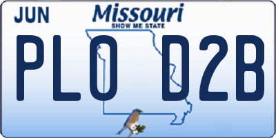 MO license plate PL0D2B