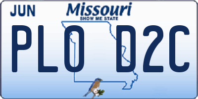 MO license plate PL0D2C