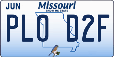 MO license plate PL0D2F