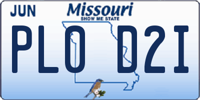 MO license plate PL0D2I