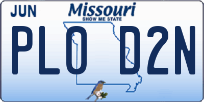 MO license plate PL0D2N