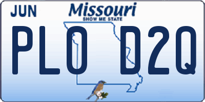 MO license plate PL0D2Q