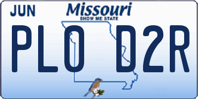 MO license plate PL0D2R
