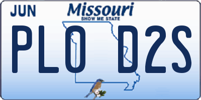 MO license plate PL0D2S
