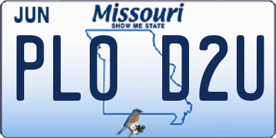MO license plate PL0D2U