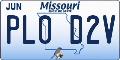 MO license plate PL0D2V