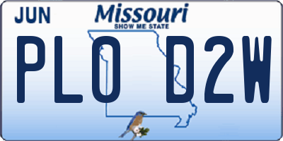 MO license plate PL0D2W