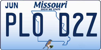 MO license plate PL0D2Z