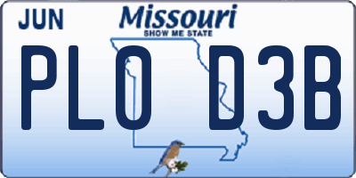 MO license plate PL0D3B