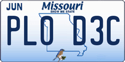MO license plate PL0D3C