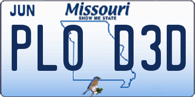 MO license plate PL0D3D