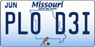 MO license plate PL0D3I
