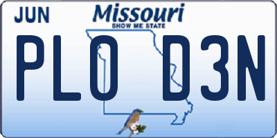 MO license plate PL0D3N