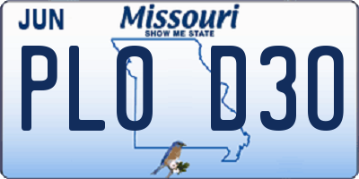 MO license plate PL0D3O