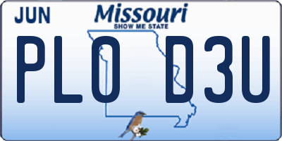MO license plate PL0D3U