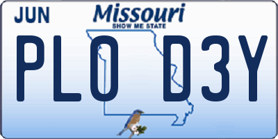 MO license plate PL0D3Y