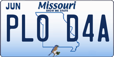 MO license plate PL0D4A