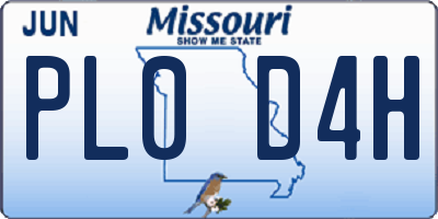 MO license plate PL0D4H