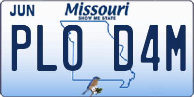 MO license plate PL0D4M