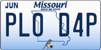 MO license plate PL0D4P