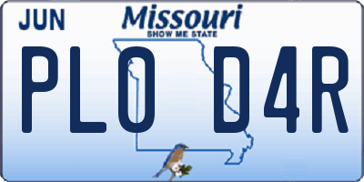 MO license plate PL0D4R