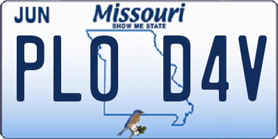 MO license plate PL0D4V