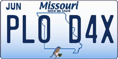 MO license plate PL0D4X