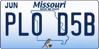 MO license plate PL0D5B