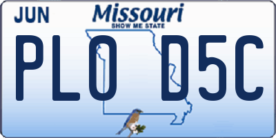 MO license plate PL0D5C