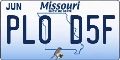 MO license plate PL0D5F