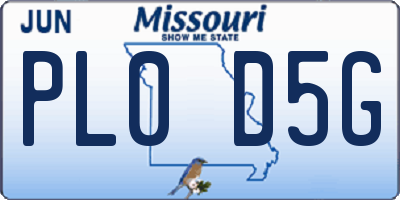 MO license plate PL0D5G