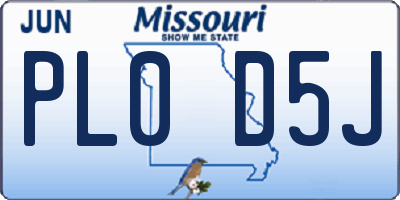 MO license plate PL0D5J