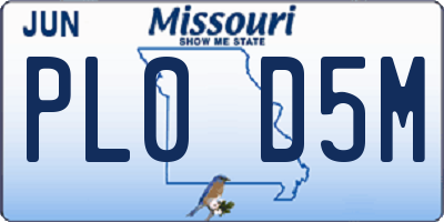 MO license plate PL0D5M