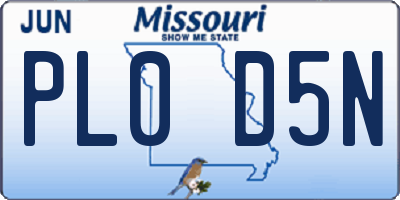MO license plate PL0D5N