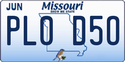MO license plate PL0D5O