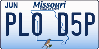 MO license plate PL0D5P