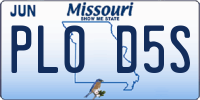 MO license plate PL0D5S