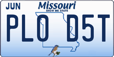 MO license plate PL0D5T