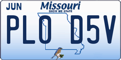 MO license plate PL0D5V