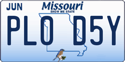 MO license plate PL0D5Y