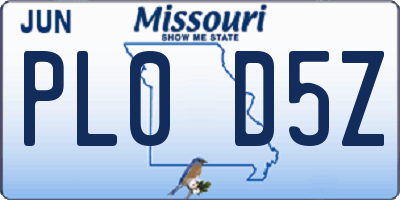 MO license plate PL0D5Z