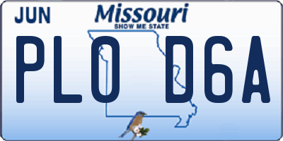 MO license plate PL0D6A