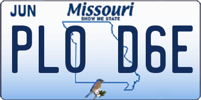 MO license plate PL0D6E