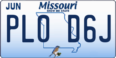 MO license plate PL0D6J