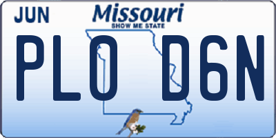 MO license plate PL0D6N