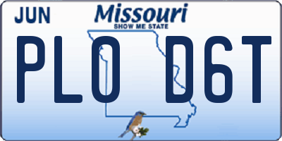 MO license plate PL0D6T