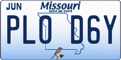 MO license plate PL0D6Y