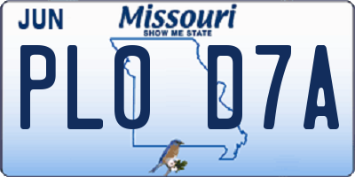 MO license plate PL0D7A