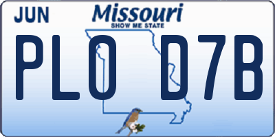 MO license plate PL0D7B