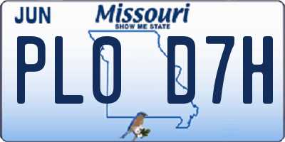 MO license plate PL0D7H